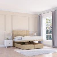 Sloomy Kansas Coniston Fabric Ottoman Bed End Opening With Sprung Memory Mattress & 26 Inch strut Headboard in Cream | Size: Super King