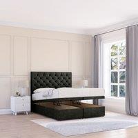 Sloomy Mayfair Dumfries Fabric Ottoman Bed End Opening With Sprung Memory Mattress & 26 Inch strut Headboard in Black | Size: Super King