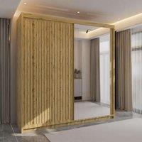 Sliding Wardrobes 4U Ronni Sliding Door Wardrobe 203cm X 217cm in Light Oak | Size: 203 cm X 217 cm