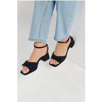 Yours Women's Faux Suede Bow Front Block Heels in Black | Size: 7E