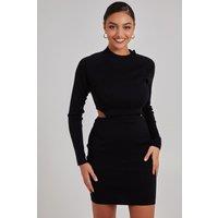 Pink Vanilla Women's Side Cut Out High Neck Dress in Black | Size: S/M