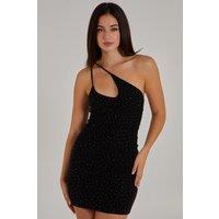 Pink Vanilla Women's Cut Out Rhinestone Bodycon Dress in Black | Size: 12