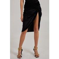Pink Vanilla Women's Velvet Twist Front Mini Skirt in Black | Size: 6