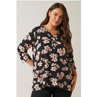 Evans Women's Floral Print Blouse in Black | Size: 16