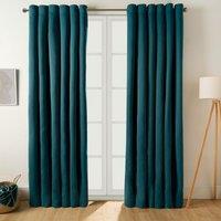 OHS Pair of Thermal Ready Made Eyelet Blackout Curtains in Teal | Size: 168 cm width x 229 cm drop