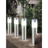 Marco Paul Set of 4 35cm Bollard Solar Lights Outdoor Stainless Steel in White