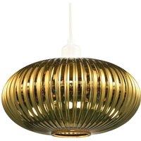 Happy Homewares Modern Designer Line Ribbed Glass Oval Pendant Lamp Shade in Gold | Size: 12 inches