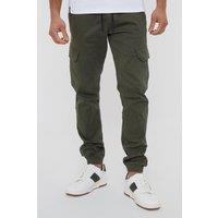 Threadbare Men's 'Belfast' Cotton Jogger Style Cargo Trousers With Stretch in Khaki | Size: Large