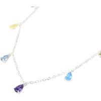 Harfi Women's Vibrant Multi Colour Gemstone Teardrop Silver Necklace | Size: 16 inches