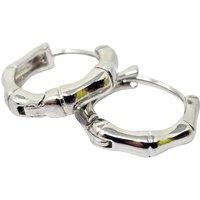 Harfi Women's Bamboo Everyday Sterling Silver Huggie Hoop Earrings