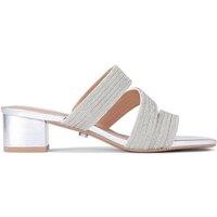 Carvela Women's 'Gala Block Mule Jewel' Heels in Silver | Size: 3