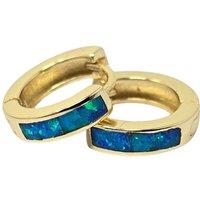 Harfi Women's Dainty Blue Fire Opal Inlay Gold Plated Huggie Earrings