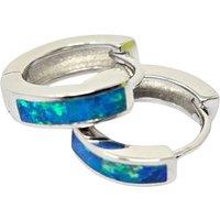 Harfi Women's Dainty Blue Fire Opal Inlay Silver Huggie Earrings