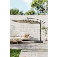 3m Lighted Garden Parasol with Crank Lift System with Plastic Base