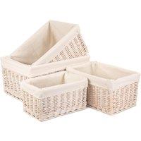 Red Hamper Wicker White Lined Storage Baskets Set 4