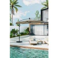 3m Lighted Garden Parasol with Crank Lift System, Cross Base & Fillable Base
