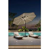 Outdoor Large Patio Umbrella Solar Powered LED Parasol with Plastic Fillable Base