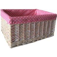 Red Hamper Wicker Pink Spotty Lined Storage Basket | Size: XL