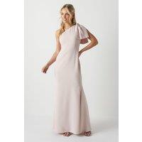 Coast Women's Petite Bow One Shoulder Puddle Bridesmaid Maxi Dress in Blush | Size: 14