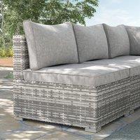 OUTSUNNY Outdoor Garden Furniture Rattan Single Middle Sofa w/ Cushions in Light Grey