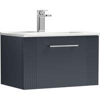 Balterley Wall Hung 1 Drawer Vanity Unit - Minimalist Basin 600mm, Satin Dark Grey