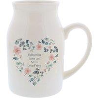 Personalised Memento Company Women's Personalised Floral Heart Flower Jug in White