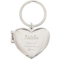 Personalised Memento Company Women's Personalised Swirl Heart Photoframe Keyring in Metallic Silver