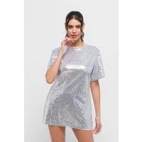 Jaded Rose Women's Kimber Tunic Sequin Silver Dress. Chic & Glamorous | Size: 8
