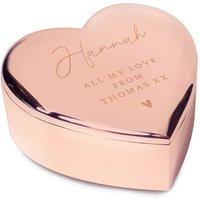 Personalised Memento Company Women's Personalised Free Text Rose Gold Heart Trinket Box