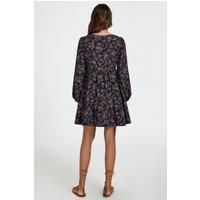 FS Collection Women's Little Floral Print V Neck Mini Dress In Navy | Size: XL