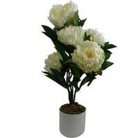 Leaf 55cm Artificial White Peony Plant