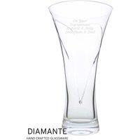 Personalised Memento Company Personalised Large Hand Cut Diamond Effect Heart Vase in Clear