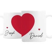 Personalised Memento Company Personalised Two Hearts Mug Set in White