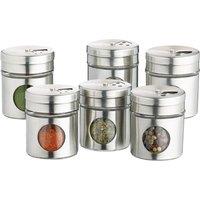 KitchenCraft Set of 6 Stainless Steel Spice Jars in Silver