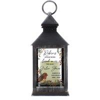 Personalised Memento Company Robins Appear.. Memorial Black Led Lantern