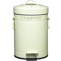 KitchenCraft Cream Carbon Steel Pedal Compost Bin, 3 Litres