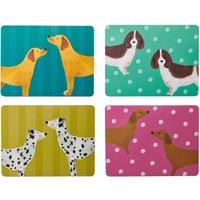 Creative Tops Set of 4 Pink Green Puppy Pals Dog Design Cork Backed Rectangle Placemats 30x22x1.5cm | Size: 30x22x1.5 cm
