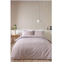 Catherine Lansfield 'Brushed Cotton Stripe' Duvet Cover Set in Pink | Size: Single