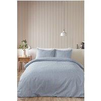 Catherine Lansfield 'Brushed Cotton Stripe' Duvet Cover Set in Blue | Size: Single