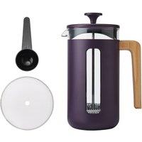 La Cafetiere Pisa 8 Cup Cafetiere, Glass & Stainless Steel 1L French Press, Purple