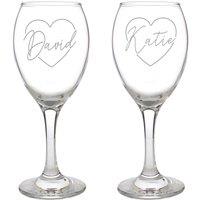 Personalised Memento Company Personalised Heart Name Wine Glass Set in Clear