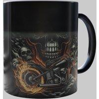 Simply Stunning Mugs Skull & Flames Ceramic Mug - Bold Gift for the Adventurous Dad in Black