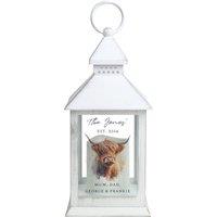 Personalised Memento Company Personalised Highland Cow LED Lantern in Black