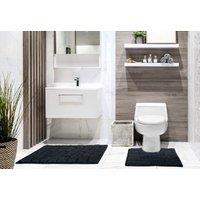 New Edge Blinds Ripple Collection Pure Cotton Jacquard 2pc Bath Set in Black | Size: 50 cm x 80 cm