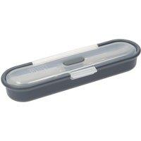Built NY Travel Cutlery Set in Case, 18/8 Stainless Steel Spoon, Knife & Fork, 20 x 6 x 3cm in Grey | Size: 20 x 6 x 3 cm