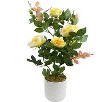 Leaf 50cm Artificial Yellow Rose Plant