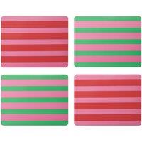 Creative Tops Set of 4 Pink Green Retro Stripes Cork Backed Rectangle Placemats 30x22x1.5cm | Size: 30x22x1.5 cm