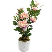 Leaf 50cm Artificial Pink Rose Plant