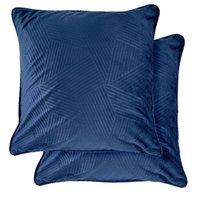 New Edge Blinds Deco Collection Soft Velvet Geometric Cushion Cover in Blue | Size: 43 cm x 43 cm