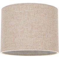 Happy Homewares Small Round Drum Oatmeal Linen Fabric Shade in Light Beige | Size: 8 inches